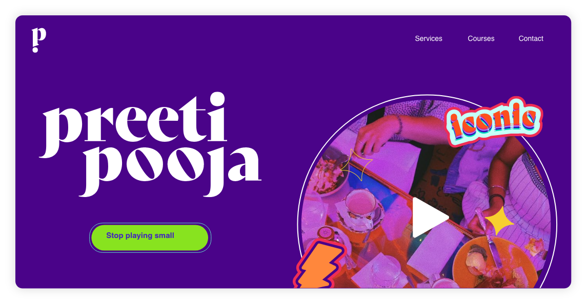 preeti pooja personal brand hero section website